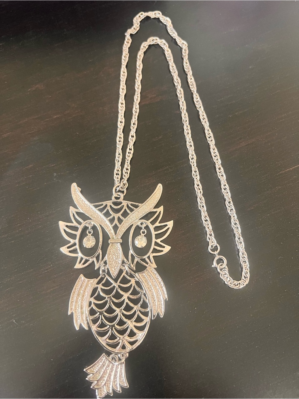 Silver Owl Pendant Necklace - Elegant Silver-Tone Statement